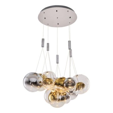 LED Hänglampa ENNA 15xG9/5W/230V 3000K rökfärgad/guld