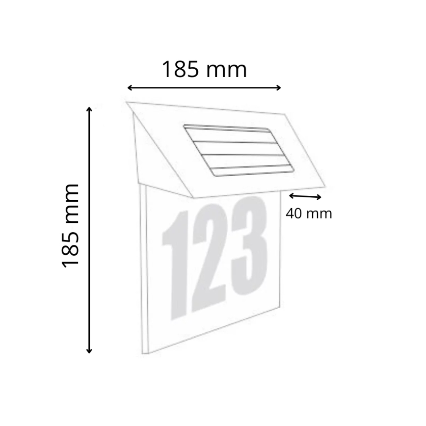 LED husnummer med solceller LED/1,2V 200 mAh IP44