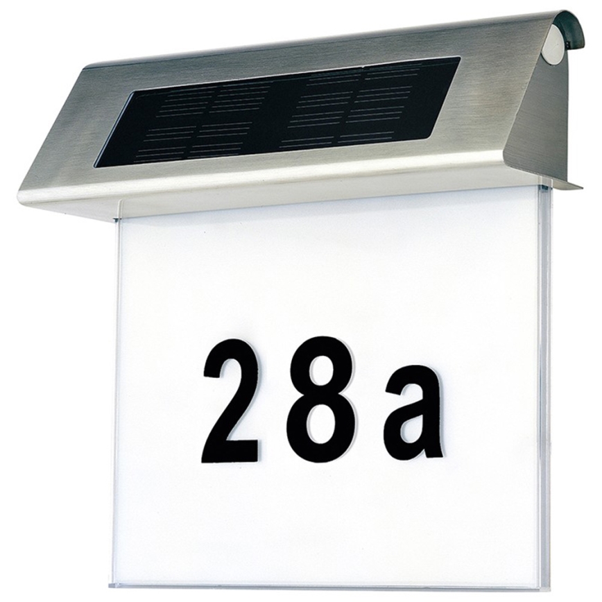 LED husnummer med solceller LED/2x0,07W/2,4V 1200 mAh IP44
