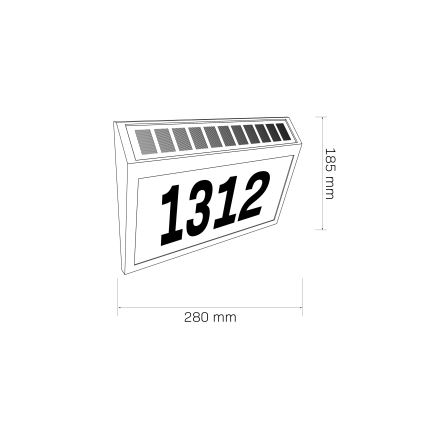 LED husnummer med solceller NUMERO LED/3,7V 6000K 1200 mAh IP44 svart