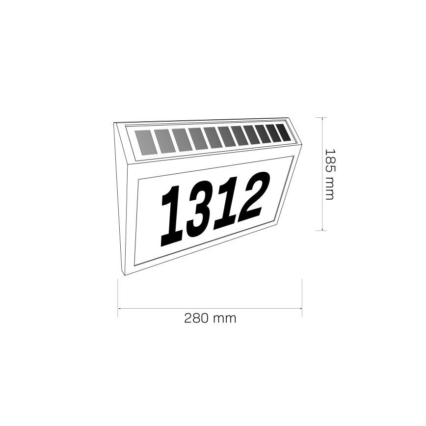 LED husnummer med solceller NUMERO LED/3,7V 6000K 1200 mAh IP44 svart