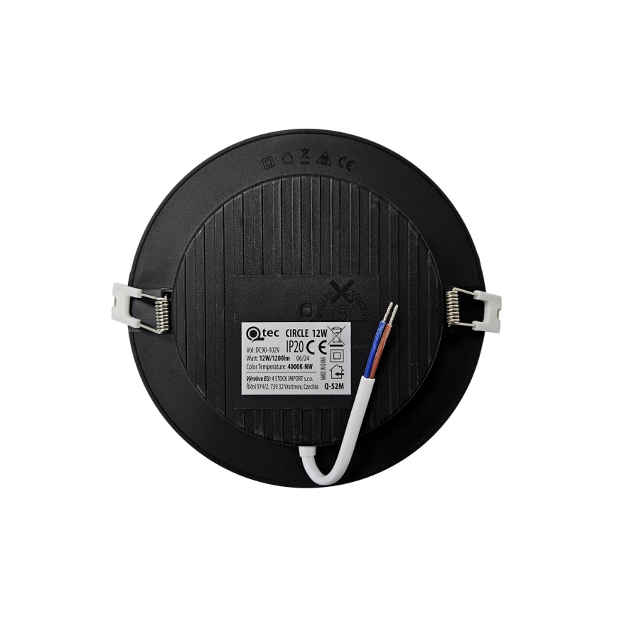 LED infälld belysning CIRCLE LED/12W/230V 4000K diameter 17 cm svart