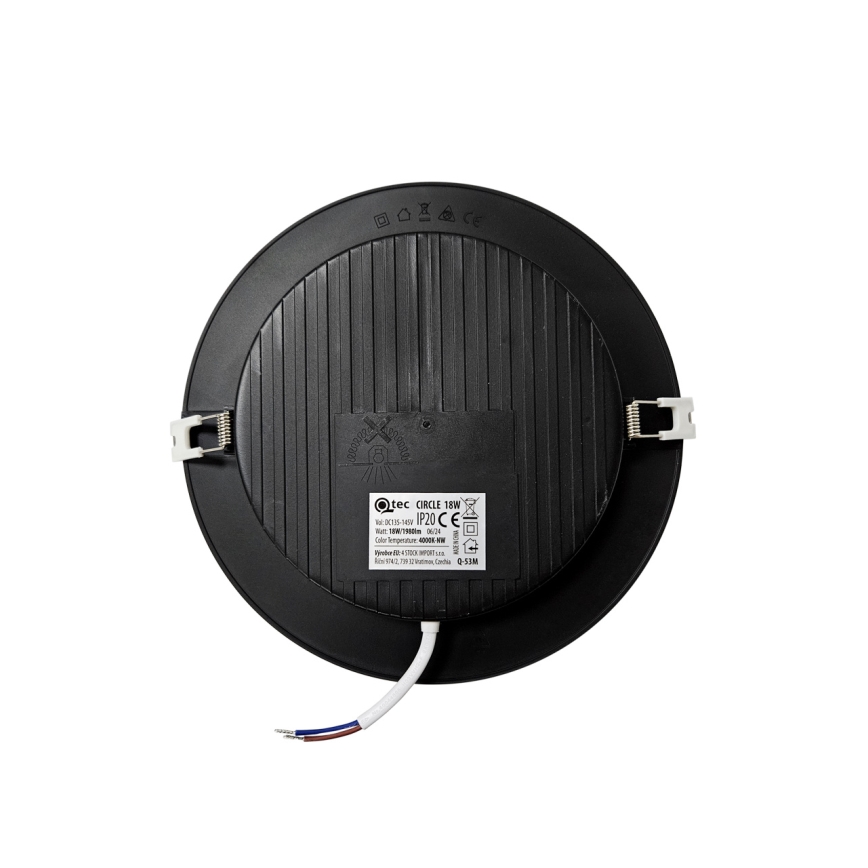 LED infälld belysning CIRCLE LED/18W/230V 4000K diameter 22 cm svart