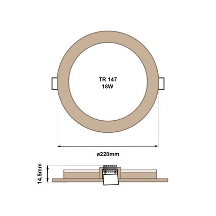 LED infälld belysning CIRCLE LED/18W/230V 4200K diameter 22 cm brun