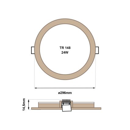 LED infälld belysning CIRCLE LED/24W/230V 4200K diameter 29,6 cm brun