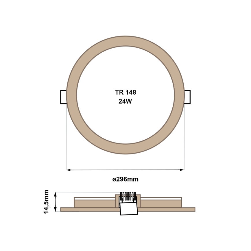 LED infälld belysning CIRCLE LED/24W/230V 4200K diameter 29,6 cm brun