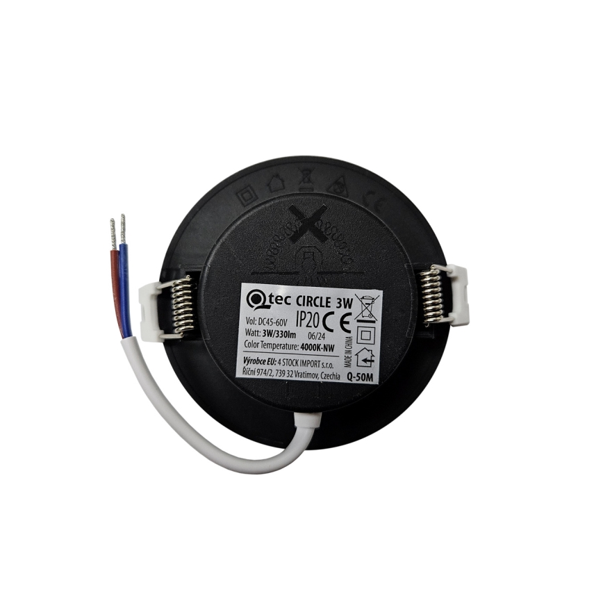 LED infälld belysning CIRCLE LED/3W/230V 4000K diameter 9 cm svart