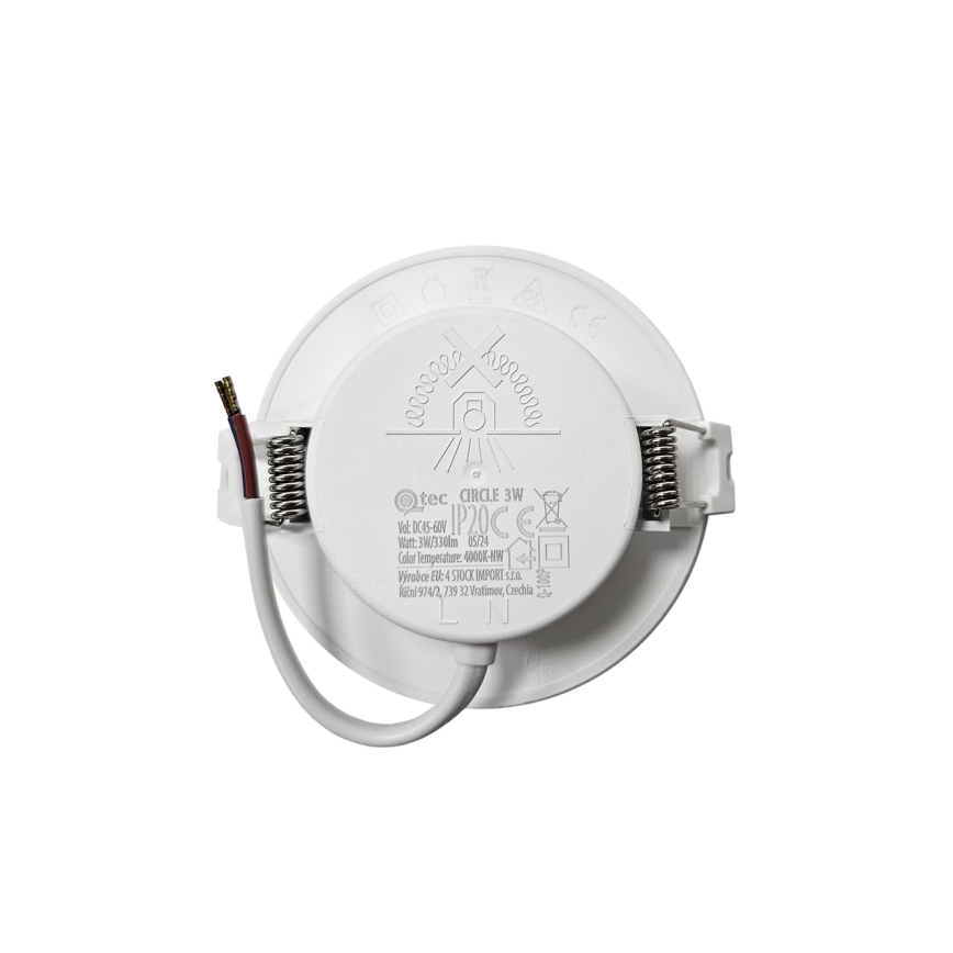 LED infälld belysning CIRCLE LED/3W/230V 4000K diameter 9 cm vit