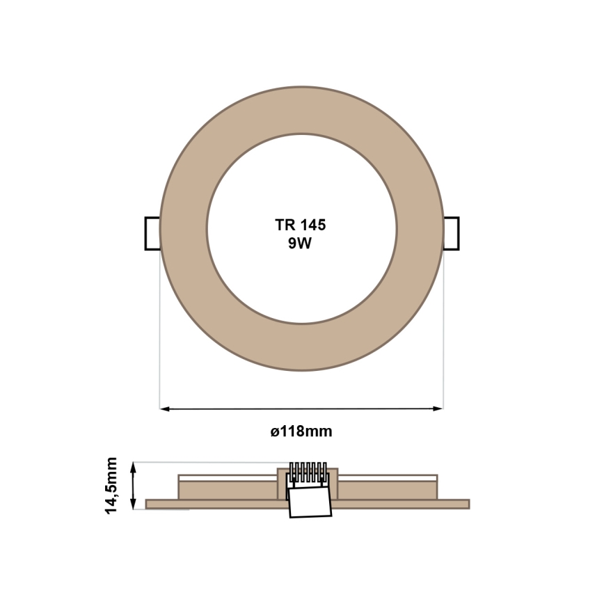 LED infälld belysning CIRCLE LED/6W/230V 4200K diameter 11,8 cm brun
