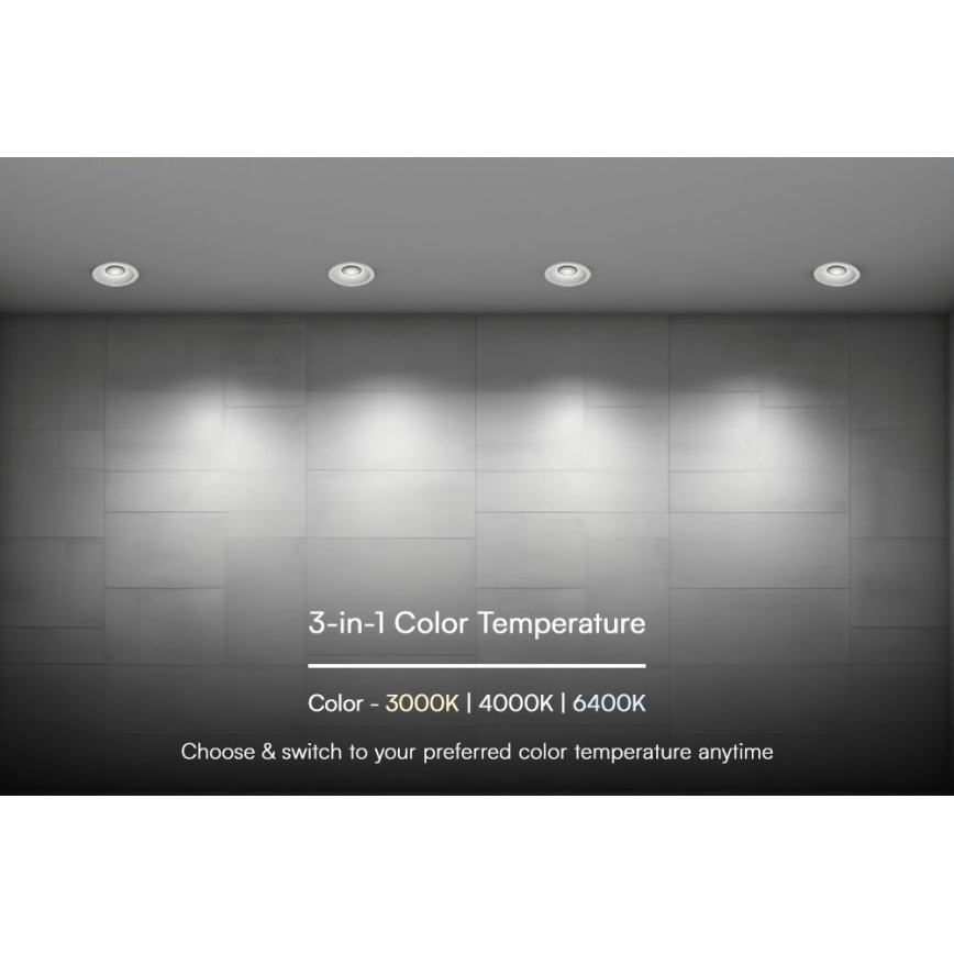 LED infälld belysning LED/12W/230V 3000/4000/6400K ø 8,6 cm vit
