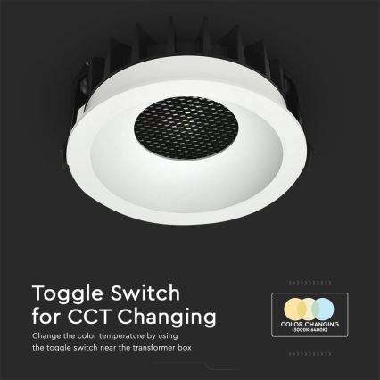 LED infälld belysning LED/12W/230V 3000/4000/6400K ø 8,6 cm vit