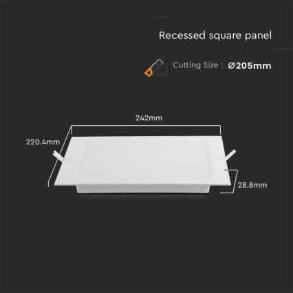 LED infälld belysning LED/18W/230V 22x22 cm 3000K vit