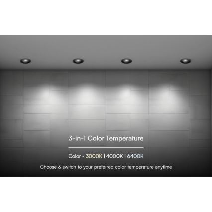 LED infälld belysning LED/18W/230V 3000/4000/6400K ø 10,6 cm svart