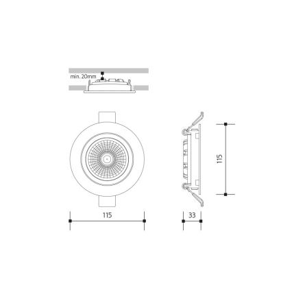 LED infälld belysning LED/18W/230V 3000K diameter 11,5 cm svart
