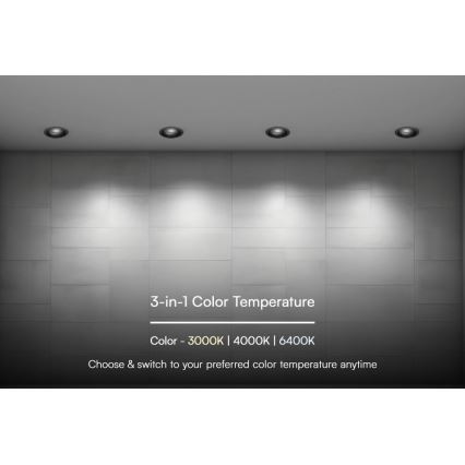 LED infälld belysning LED/24W/230V 3000/4000/6400K ø 13,5 cm svart