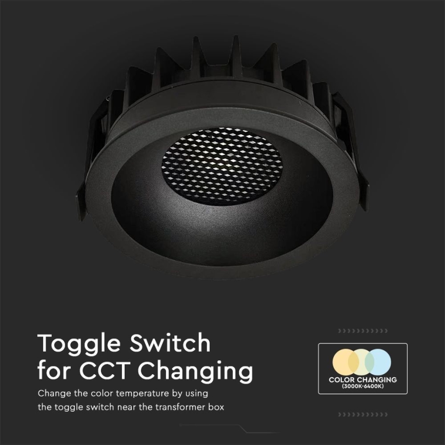 LED infälld belysning LED/24W/230V 3000/4000/6400K ø 13,5 cm svart