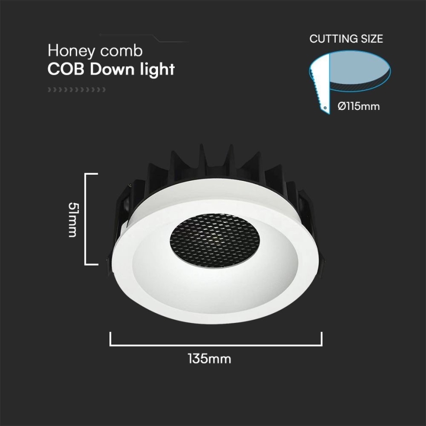 LED infälld belysning LED/24W/230V 3000/4000/6400K ø 13,5 cm vit