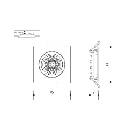 LED infälld belysning LED/6W/230V 3000K 8,5x8,5 cm vit
