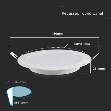 LED infälld belysning LED/6W/230V diameter 12 cm 3000K vit
