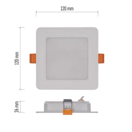 LED infälld belysning  LED/9W/230V 12x12 cm vit