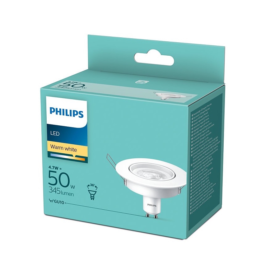 LED Infälld Belysning Philips 1xGU10/4,7W/230V 2700K