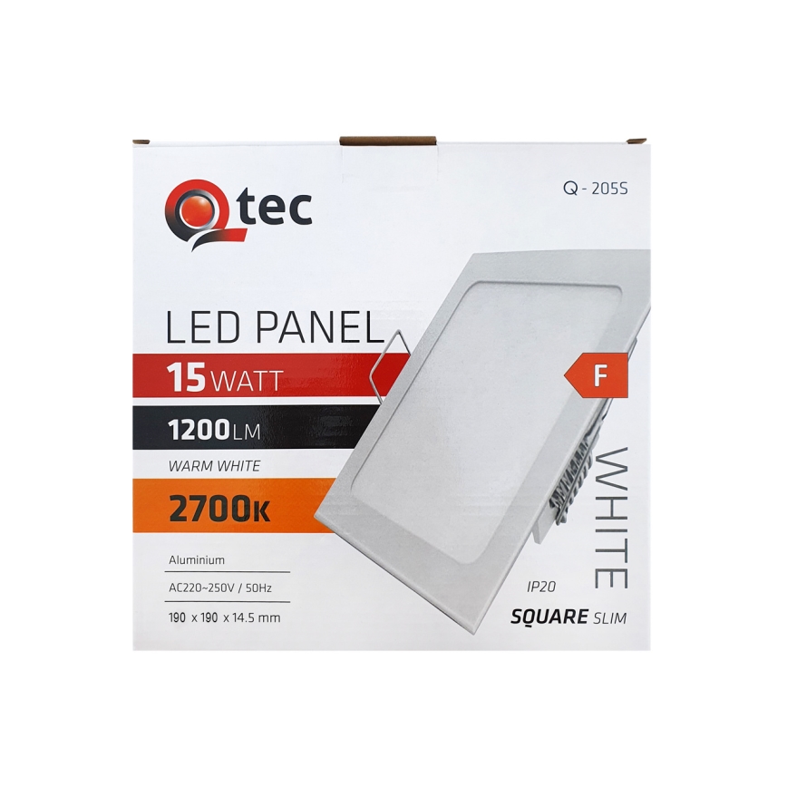 LED infälld belysning QTEC LED/15W/230V 2700K 19x19 cm