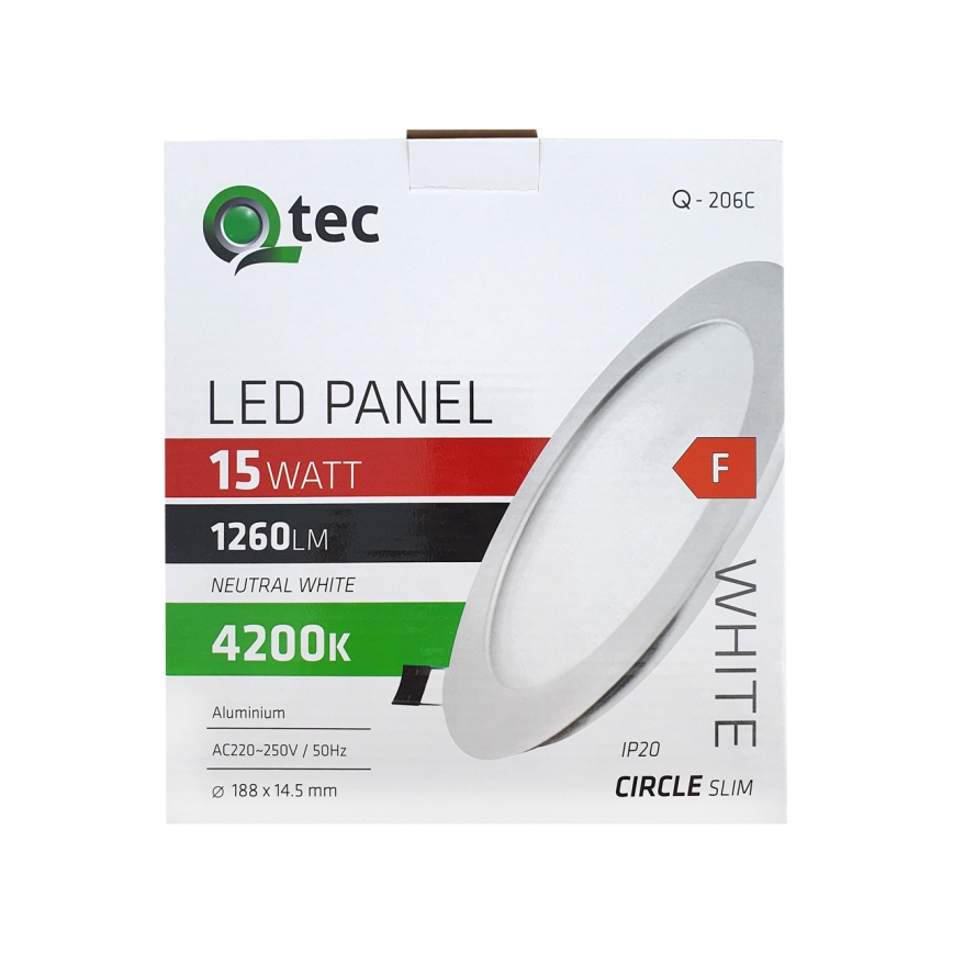 LED infälld belysning QTEC LED/15W/230V 4200K diameter 18,8 cm
