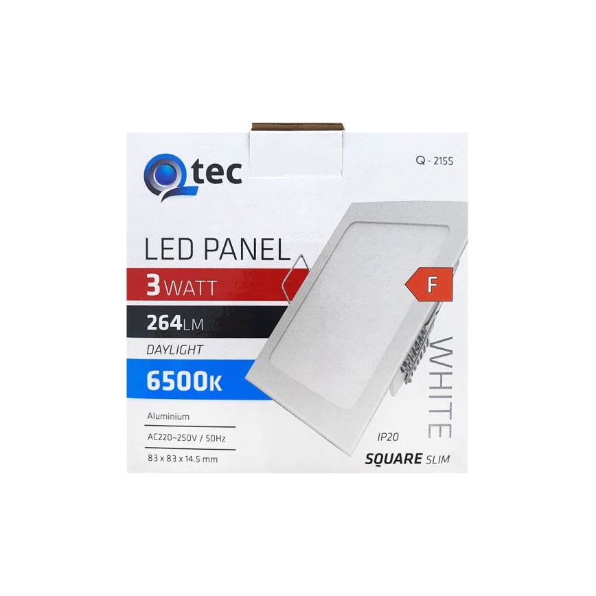 LED infälld belysning QTEC LED/3W/230V 6500K 8,3x8,3 cm