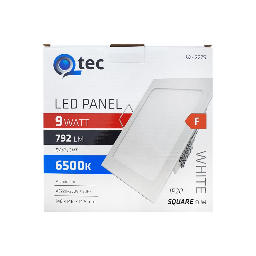 LED infälld belysning QTEC LED/9W/230V 6500K 14,6x14,6 cm