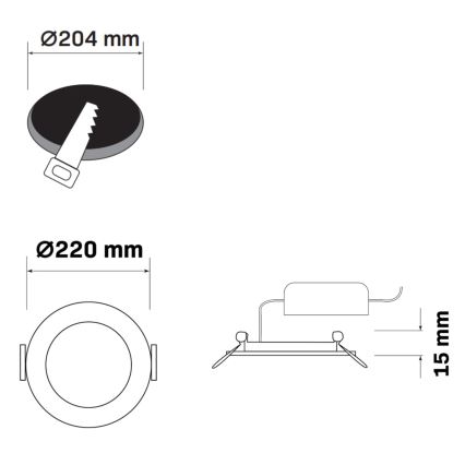 LED infälld belysning RIGEL LED/14W/230V 4000K diameter 22 cm svart