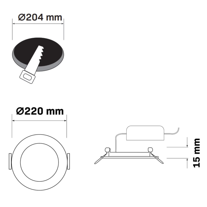 LED infälld belysning RIGEL LED/14W/230V 4000K diameter 22 cm svart