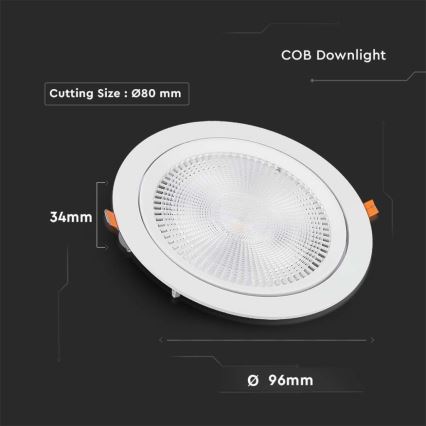 LED infälld belysning SAMSUNG CHIP LED/10W/230V 6400K