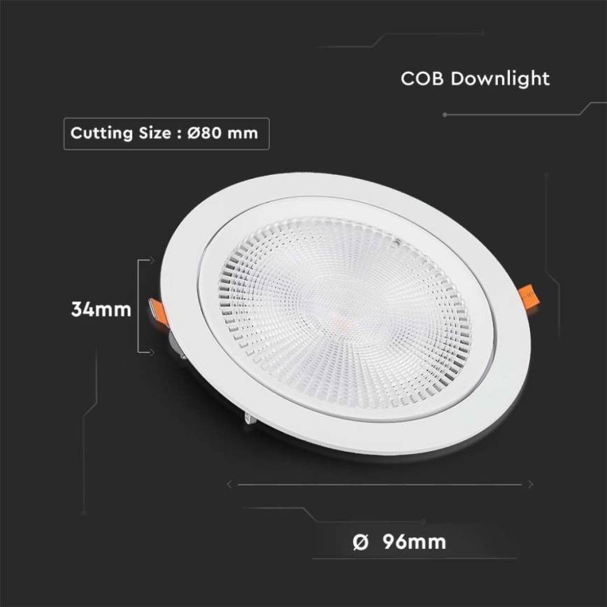 LED infälld belysning SAMSUNG CHIP LED/10W/230V 6400K