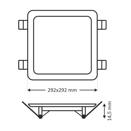 LED infälld belysning SQUARE LED/24W/230V 4200K 29,2x29,2 cm brun
