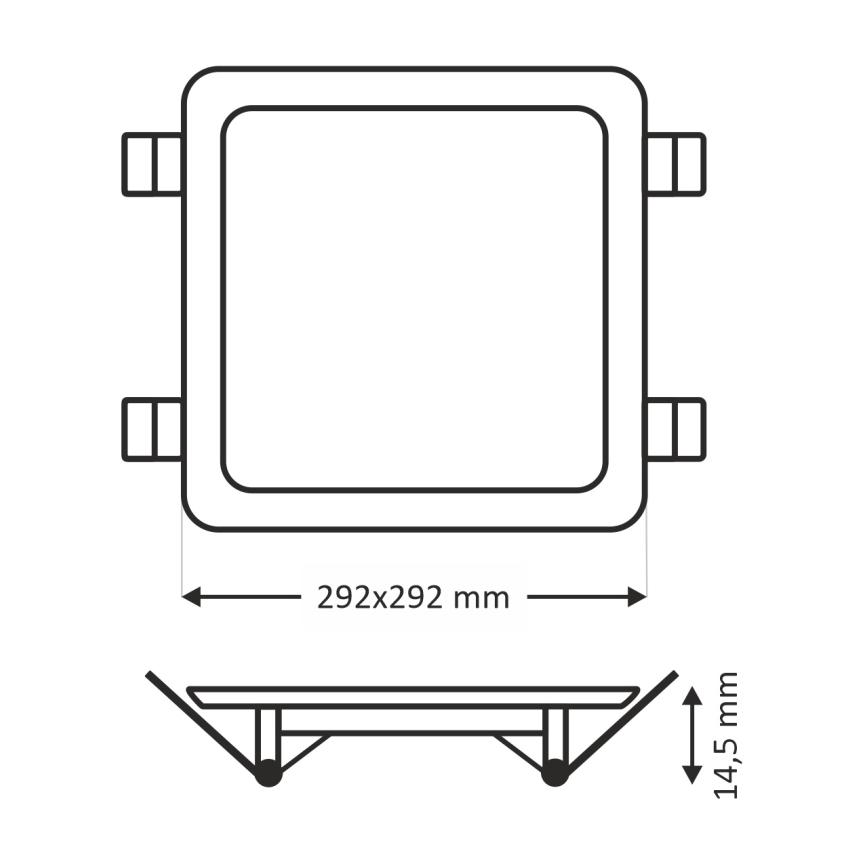 LED infälld belysning SQUARE LED/24W/230V 4200K 29,2x29,2 cm brun