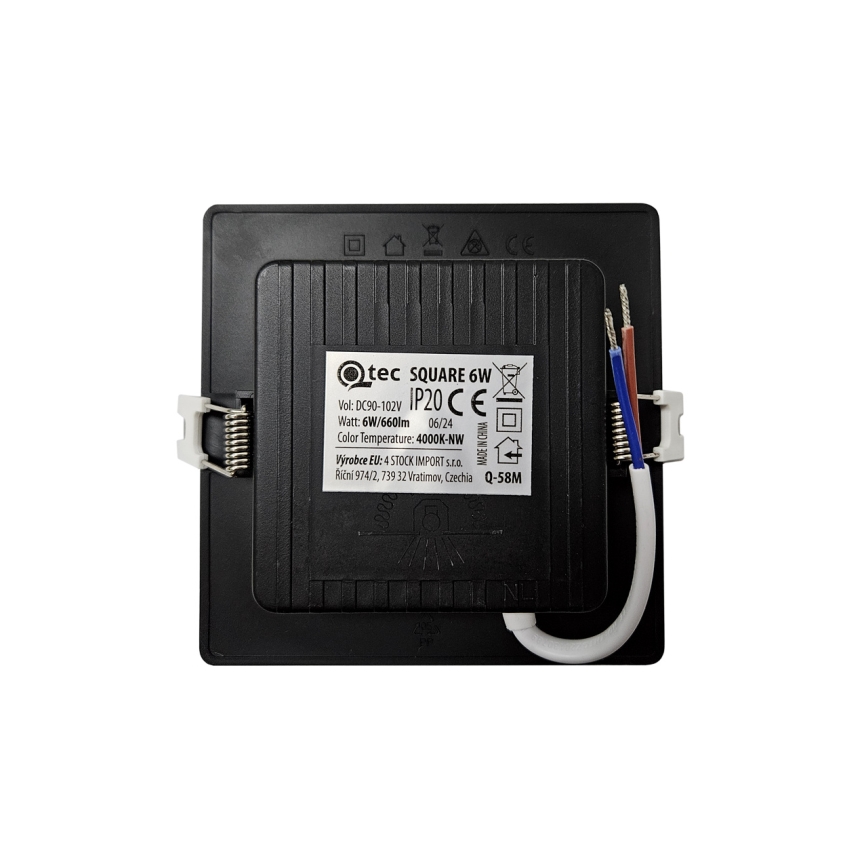 LED infälld belysning SQUARE LED/6W/230V 4000K 12x12 cm svart