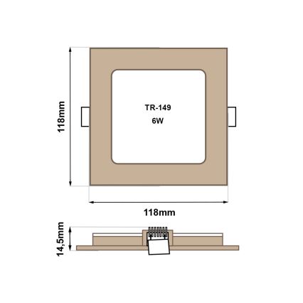 LED infälld belysning SQUARE LED/6W/230V 4200K 11,8x11,8 cm brun
