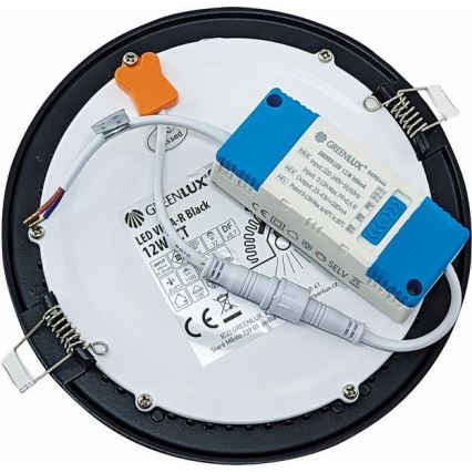LED infälld belysning VEGA LED/12W/230V 2900/3900/5800K diameter 17,5 cm svart