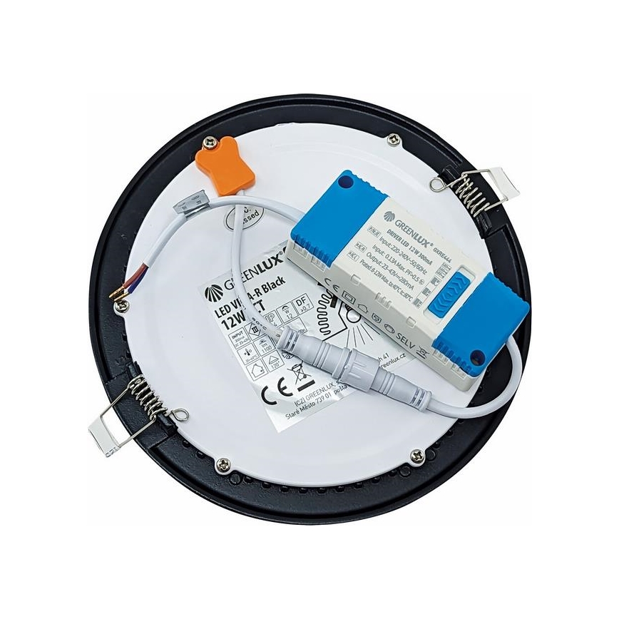 LED infälld belysning VEGA LED/12W/230V 2900/3900/5800K diameter 17,5 cm svart