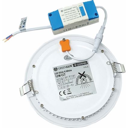 LED infälld belysning VEGA LED/12W/230V 2900/3900/5800K diameter 17,5 cm vit