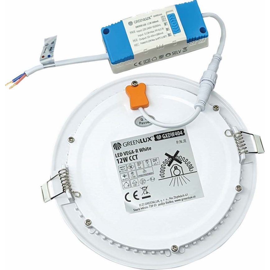 LED infälld belysning VEGA LED/12W/230V 2900/3900/5800K diameter 17,5 cm vit