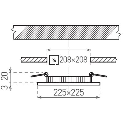 LED infälld belysning VEGA LED/18W/230V 2900/3900/5800K 22,5x22,5 cm vit