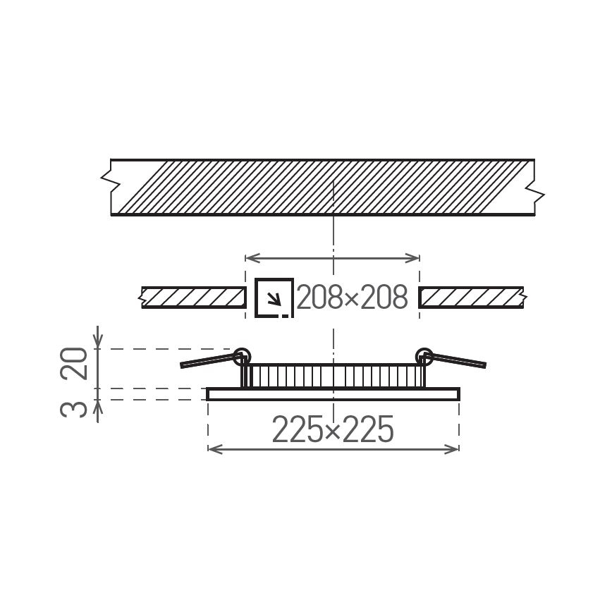 LED infälld belysning VEGA LED/18W/230V 2900/3900/5800K 22,5x22,5 cm vit