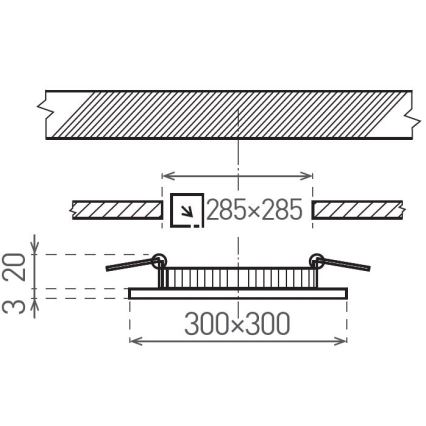 LED infälld belysning VEGA LED/24W/230V 2900/3900/5800K 30x30 cm vit