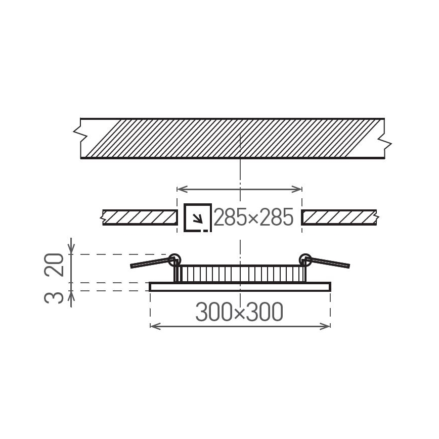 LED infälld belysning VEGA LED/24W/230V 2900/3900/5800K 30x30 cm vit