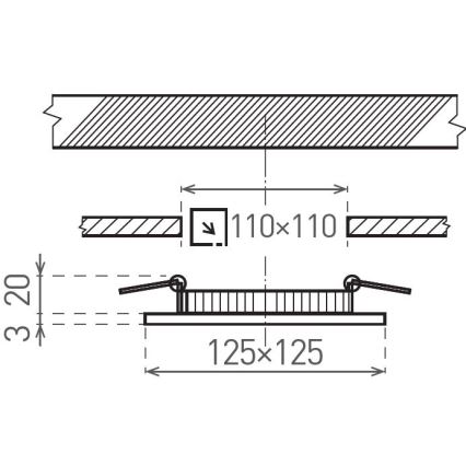 LED infälld belysning VEGA LED/6W/230V 2900/3900/5800K 12,5x12,5 cm svart
