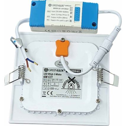 LED infälld belysning VEGA LED/6W/230V 2900/3900/5800K 12,5x12,5 cm vit