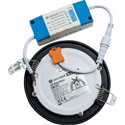 LED infälld belysning VEGA LED/6W/230V 2900/3900/5800K diameter 12,5 cm svart