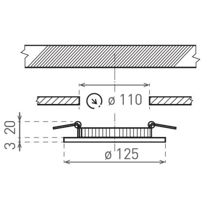 LED infälld belysning VEGA LED/6W/230V 2900/3900/5800K diameter 12,5 cm svart