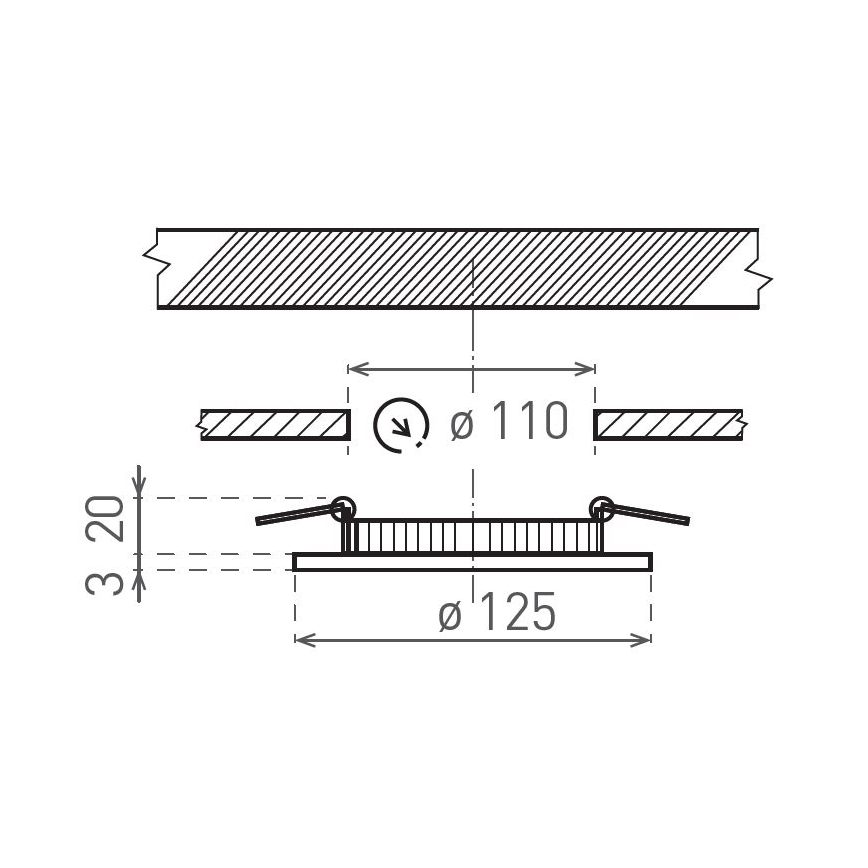 LED infälld belysning VEGA LED/6W/230V 2900/3900/5800K diameter 12,5 cm svart